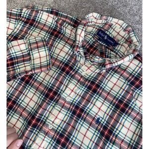 Polo Ralph Lauren Check Plaid Flannel Red/Green Mens XLT Cotton Preppy Blue Pony